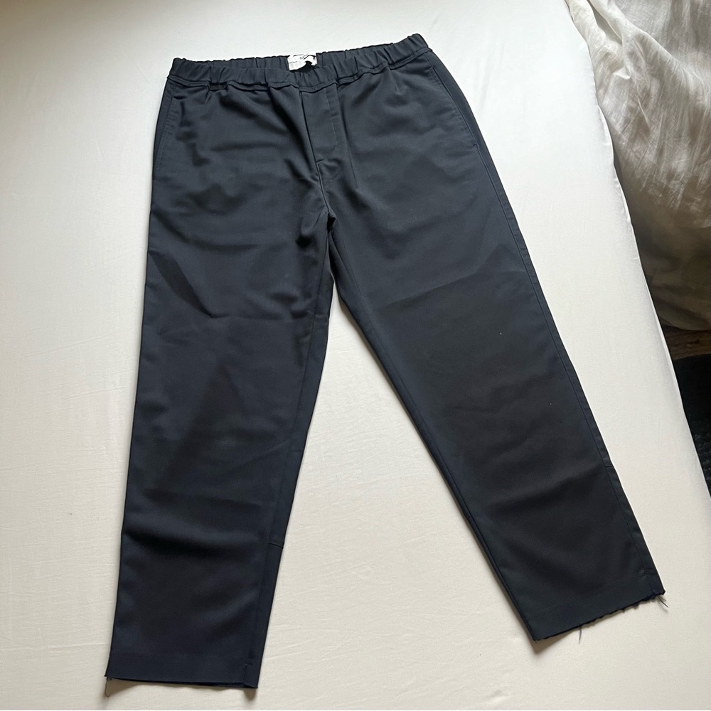 OAMC‎ dark navy elastic waist drawstring tapered leg pants